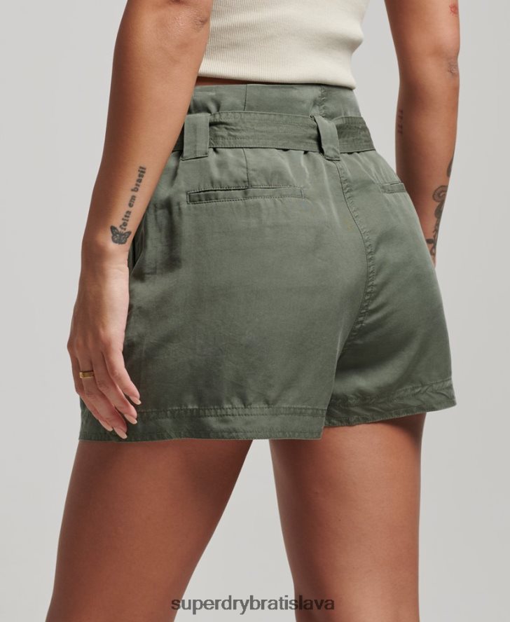 Superdry ženy paperbag šortky 6B4ZTR3166 oblečenie zelená