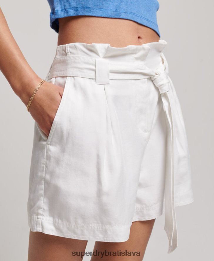 Superdry ženy paperbag šortky 6B4ZTR3168 oblečenie biely