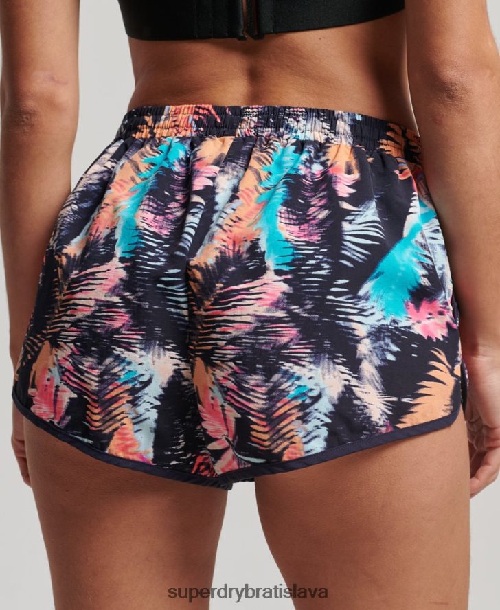 Superdry ženy plážové šortky s potlačou 6B4ZTR3101 oblečenie Modrá