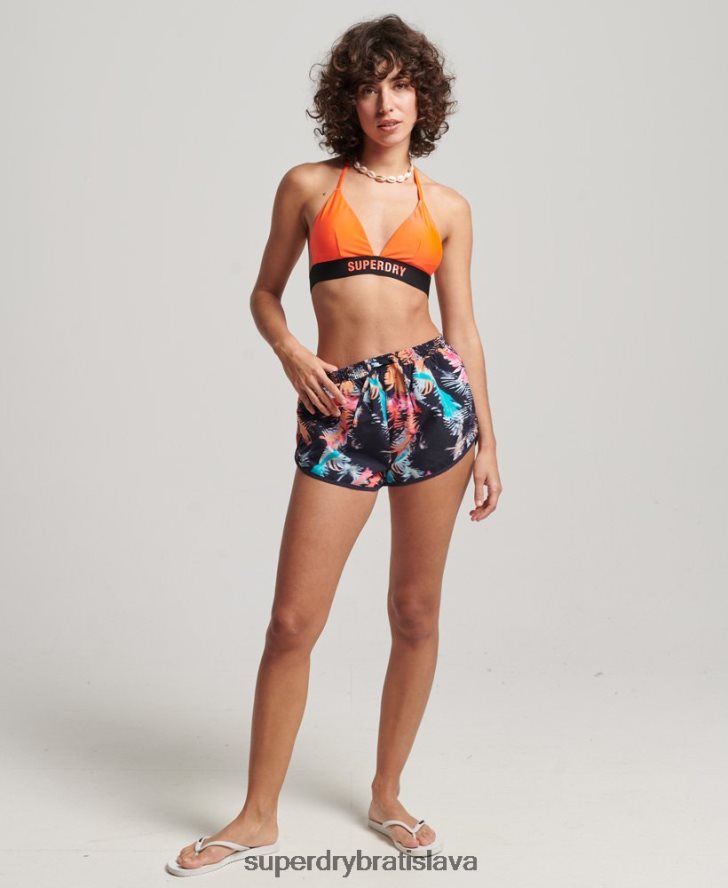 Superdry ženy plážové šortky s potlačou 6B4ZTR3101 oblečenie Modrá