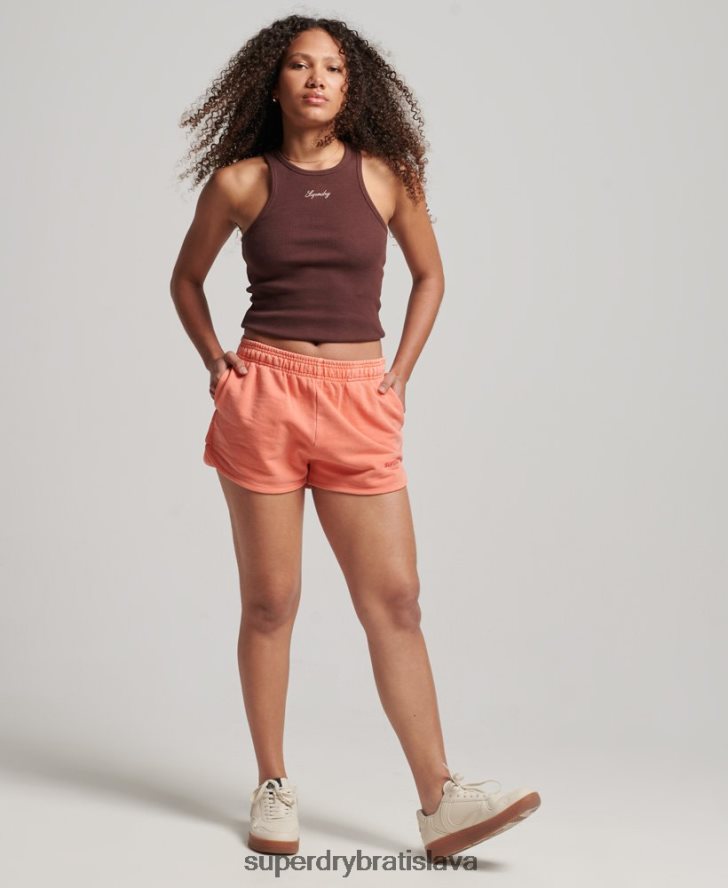 Superdry ženy športové teplákové šortky 6B4ZTR2268 oblečenie koralový