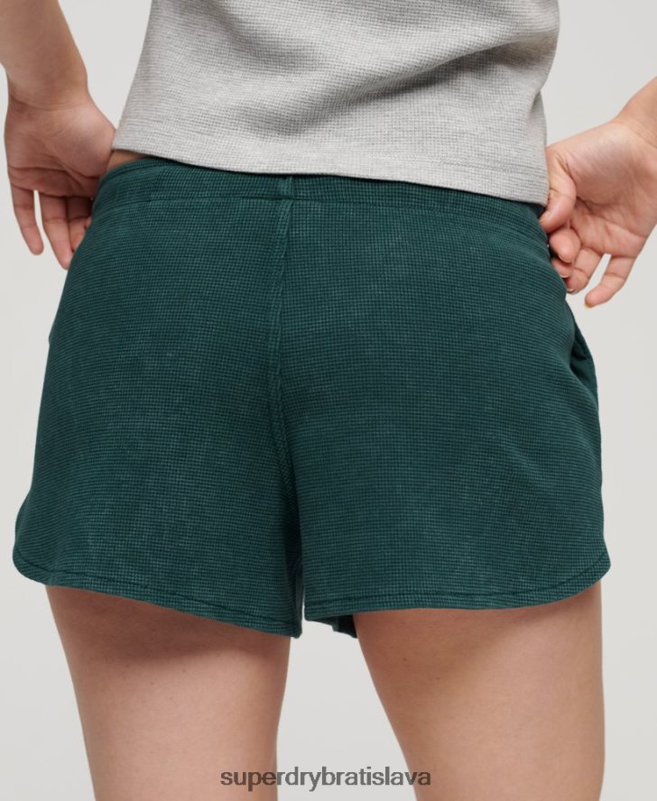Superdry ženy športové základné vaflové šortky 6B4ZTR3109 oblečenie zelená