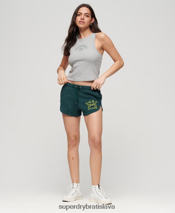 Superdry ženy športové základné vaflové šortky 6B4ZTR3109 oblečenie zelená