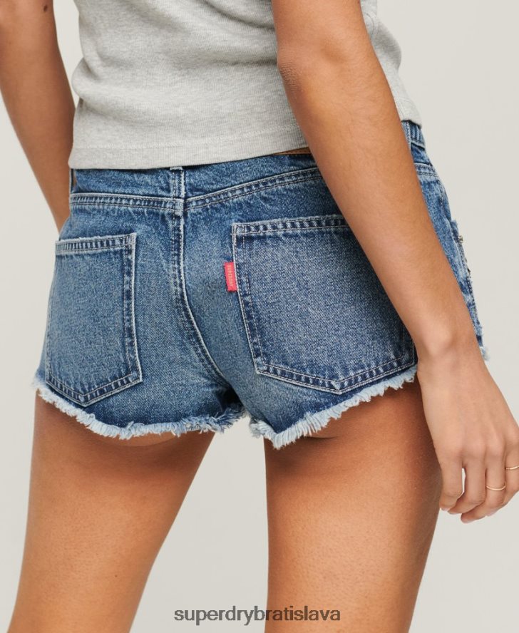 Superdry ženy riflové šortky zdobené diamantmi 6B4ZTR2090 oblečenie Modrá