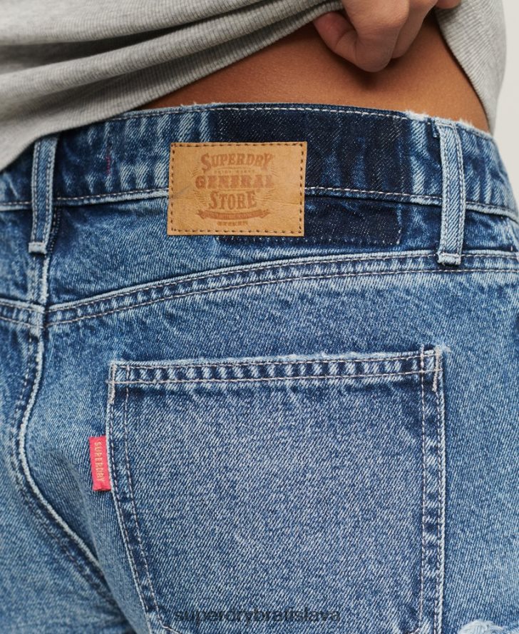 Superdry ženy riflové šortky zdobené diamantmi 6B4ZTR2090 oblečenie Modrá