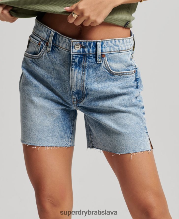 Superdry ženy stredný vzostup odrezaný nakrátko 6B4ZTR2161 oblečenie svetlo modrá
