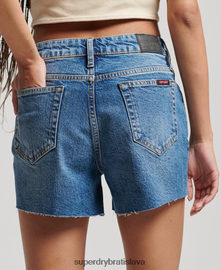 Superdry ženy štíhle šortky so stredným rastom 6B4ZTR2146 oblečenie Modrá