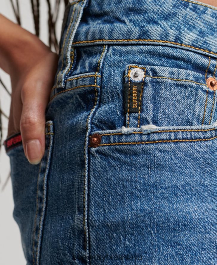 Superdry ženy štíhle šortky so stredným rastom 6B4ZTR2146 oblečenie Modrá