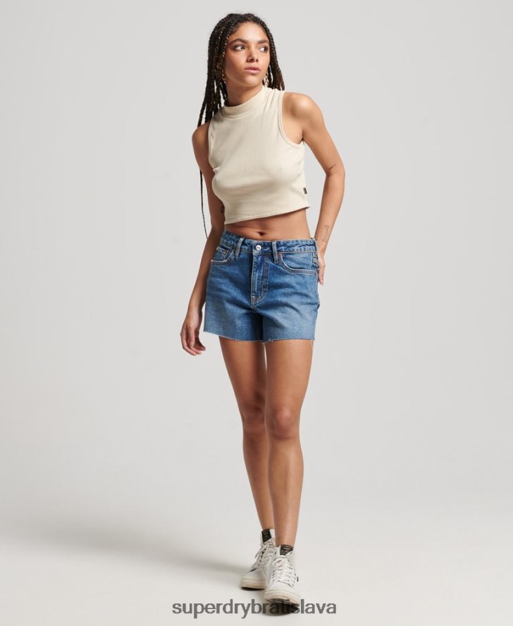 Superdry ženy štíhle šortky so stredným rastom 6B4ZTR2146 oblečenie Modrá