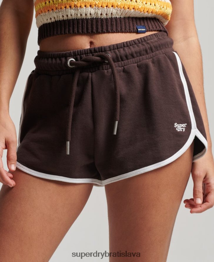 Superdry ženy vintage dres pretekárske šortky 6B4ZTR3111 oblečenie hnedá