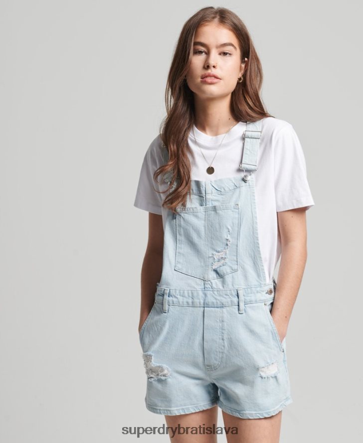 Superdry ženy vintage montérkové šortky 6B4ZTR4099 oblečenie svetlo modrá