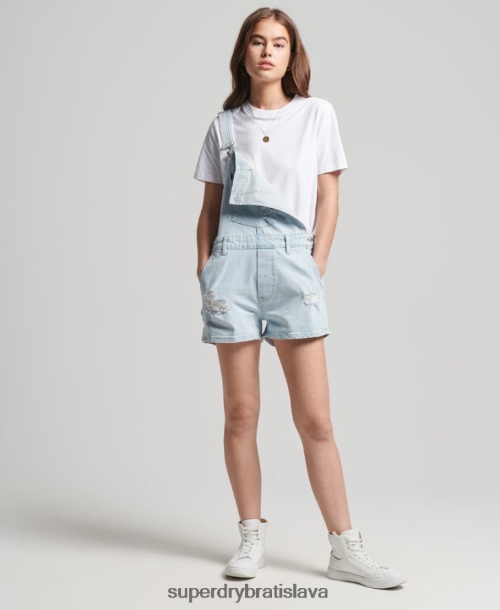 Superdry ženy vintage montérkové šortky 6B4ZTR4099 oblečenie svetlo modrá