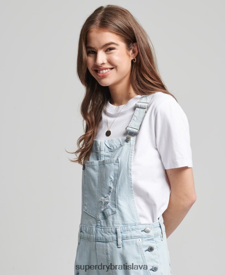 Superdry ženy vintage montérkové šortky 6B4ZTR4099 oblečenie svetlo modrá