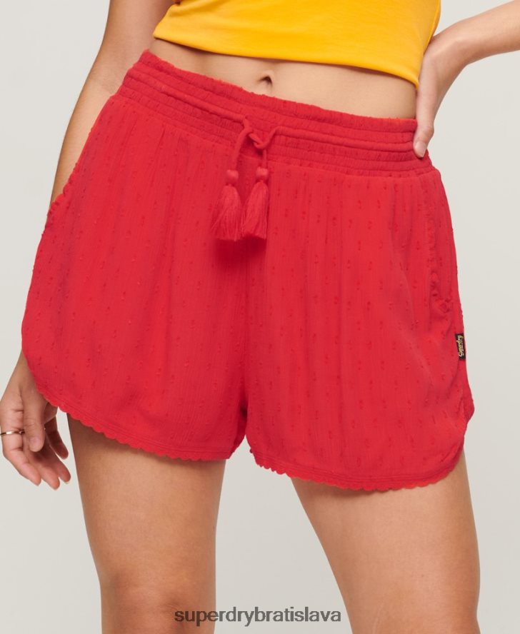 Superdry ženy vintage plážové šortky 6B4ZTR3108 oblečenie červená