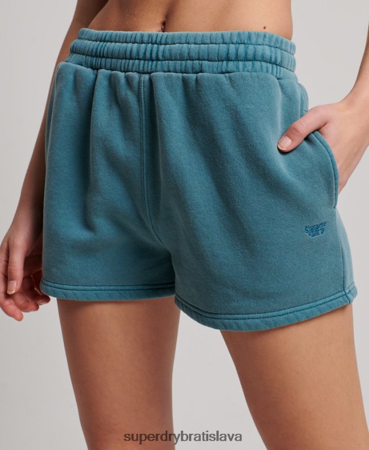 Superdry ženy vintage pracie teplákové šortky 6B4ZTR3140 oblečenie tyrkysová