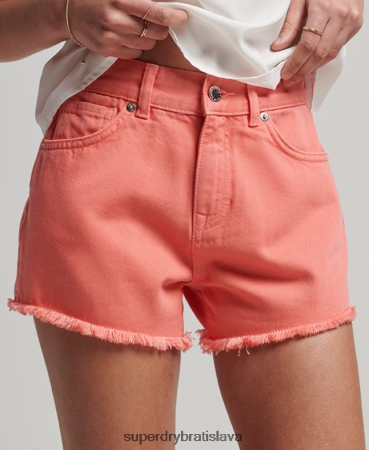 Superdry ženy vysoké džínsové šortky 6B4ZTR3104 oblečenie koralový