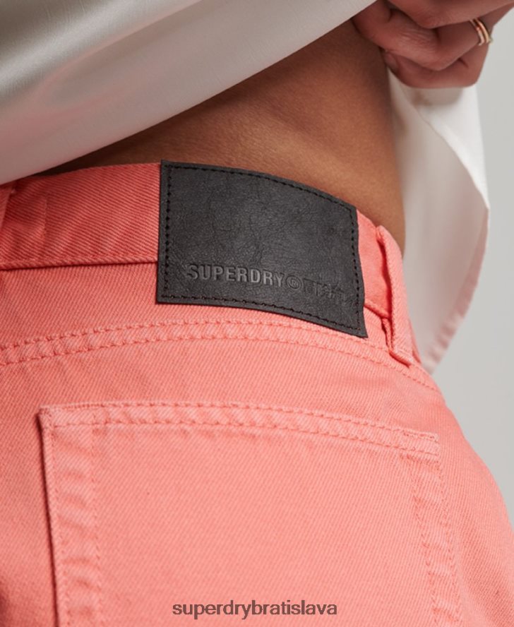 Superdry ženy vysoké džínsové šortky 6B4ZTR3104 oblečenie koralový