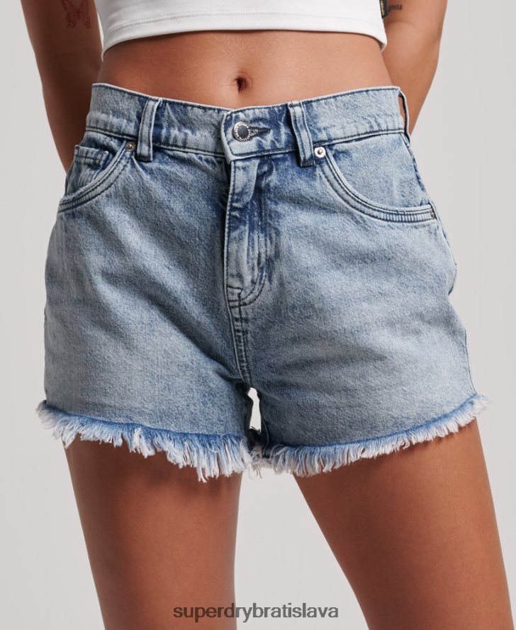 Superdry ženy vysoké džínsové šortky štúdia z organickej bavlny 6B4ZTR3097 oblečenie svetlo modrá