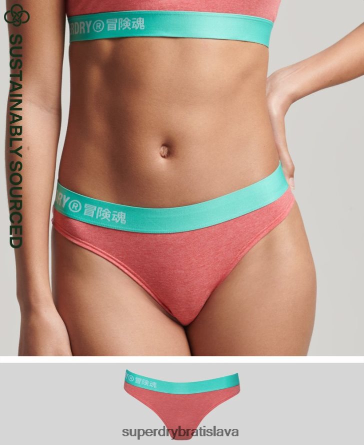 Superdry ženy Bikini nohavičky s logom s logom z organickej bavlny 6B4ZTR6566 oblečenie koralový