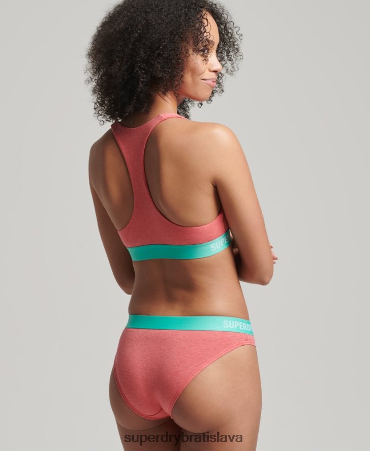 Superdry ženy Bikini nohavičky s logom s logom z organickej bavlny 6B4ZTR6566 oblečenie koralový