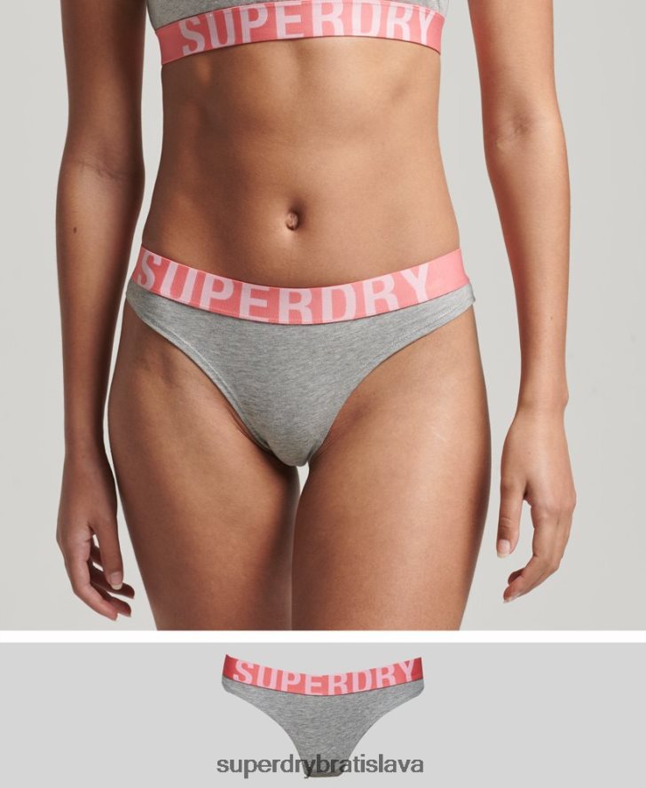 Superdry ženy Bikini nohavičky s veľkým logom z organickej bavlny 6B4ZTR6561 oblečenie svetlo šedá