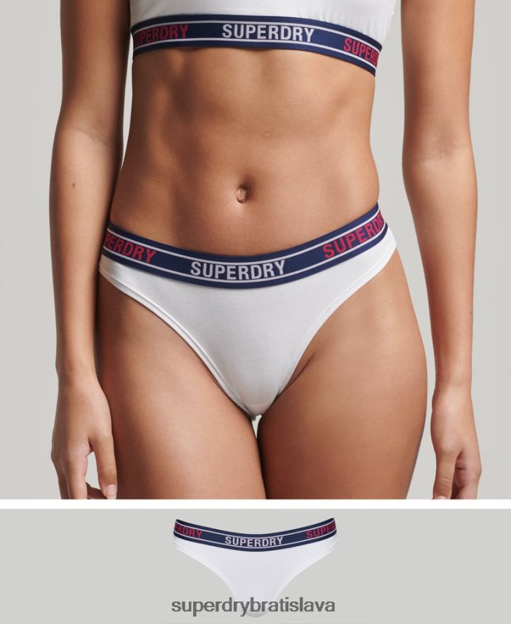 Superdry ženy Bio bavlnené bikinové nohavičky s logom 6B4ZTR6627 oblečenie biely