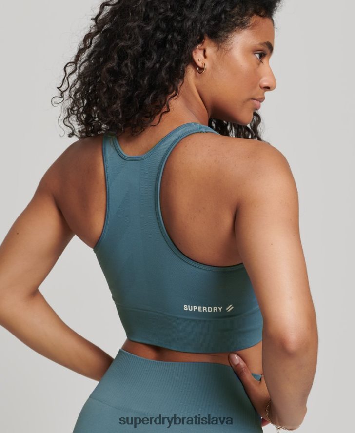 Superdry ženy bezšvová stredná podprsenka s jadrom 6B4ZTR4178 oblečenie Modrá