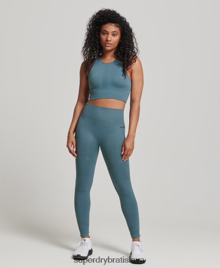 Superdry ženy bezšvová stredná podprsenka s jadrom 6B4ZTR4178 oblečenie Modrá
