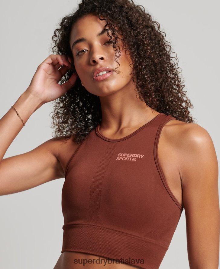 Superdry ženy bezšvová stredná podprsenka s jadrom 6B4ZTR4184 oblečenie hnedá