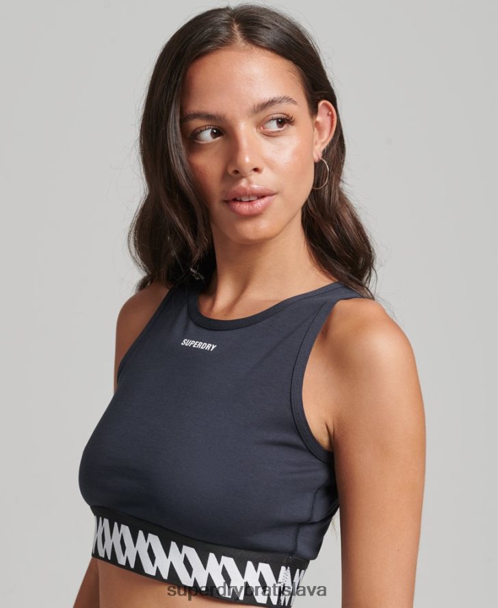 Superdry ženy elastický top podprsenky s grafickým logom 6B4ZTR6532 oblečenie námorníctvo