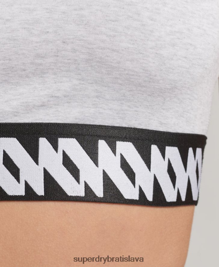 Superdry ženy elastický top podprsenky s grafickým logom 6B4ZTR6533 oblečenie sivá