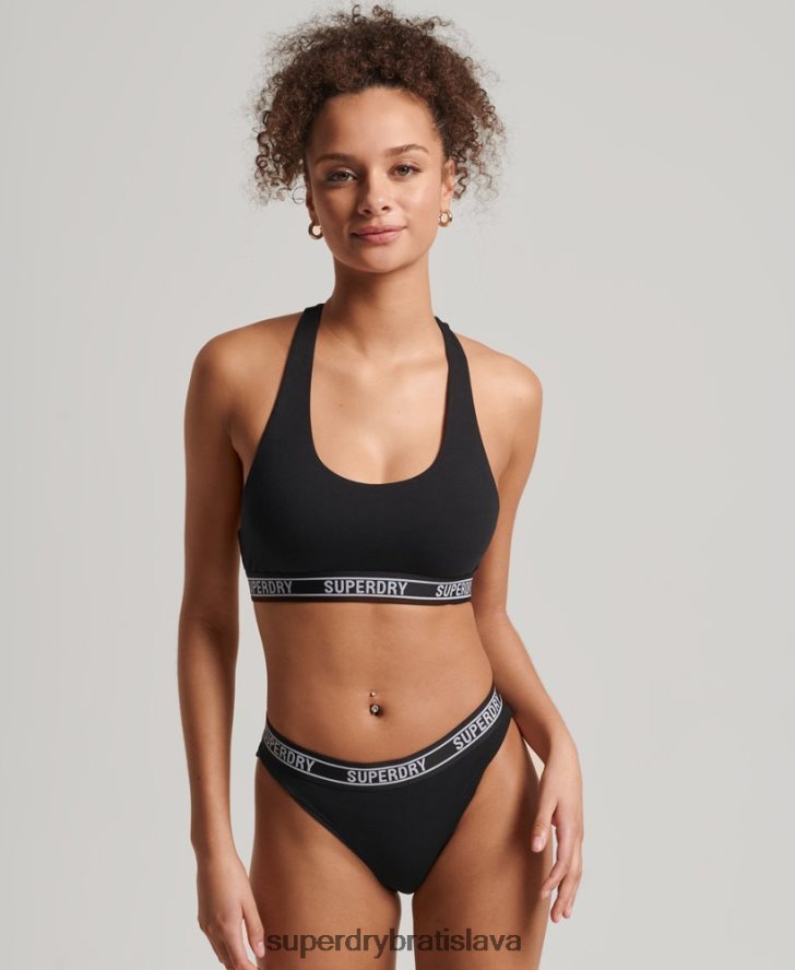 Superdry ženy organická bavlna multi logo crop bralette 6B4ZTR6544 oblečenie čierna