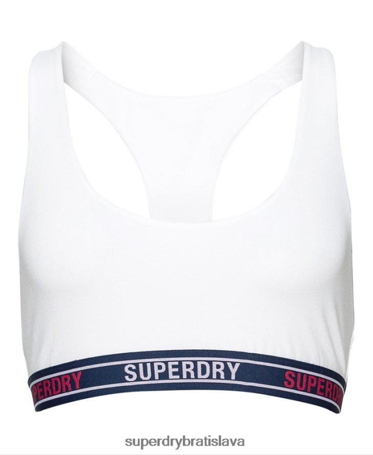 Superdry ženy organická bavlna multi logo crop bralette 6B4ZTR6546 oblečenie biely