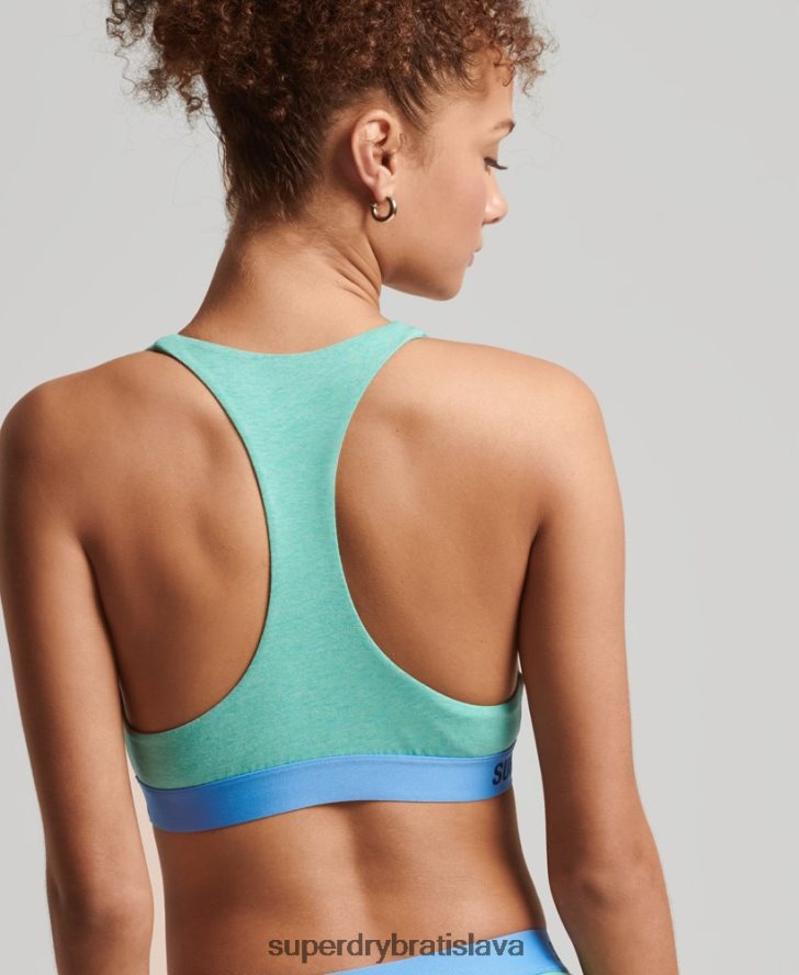 Superdry ženy organická bavlna ofsetové logo crop bralette 6B4ZTR6545 oblečenie zelená