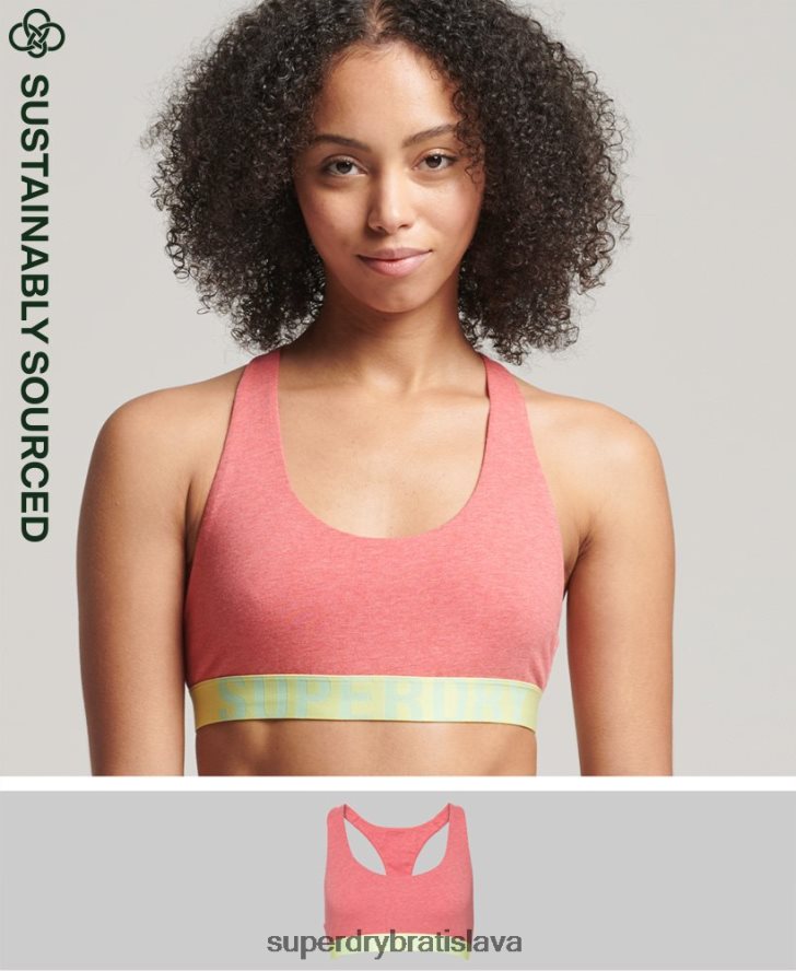Superdry ženy organická bavlna veľké logo crop bralette 6B4ZTR4214 oblečenie koralový