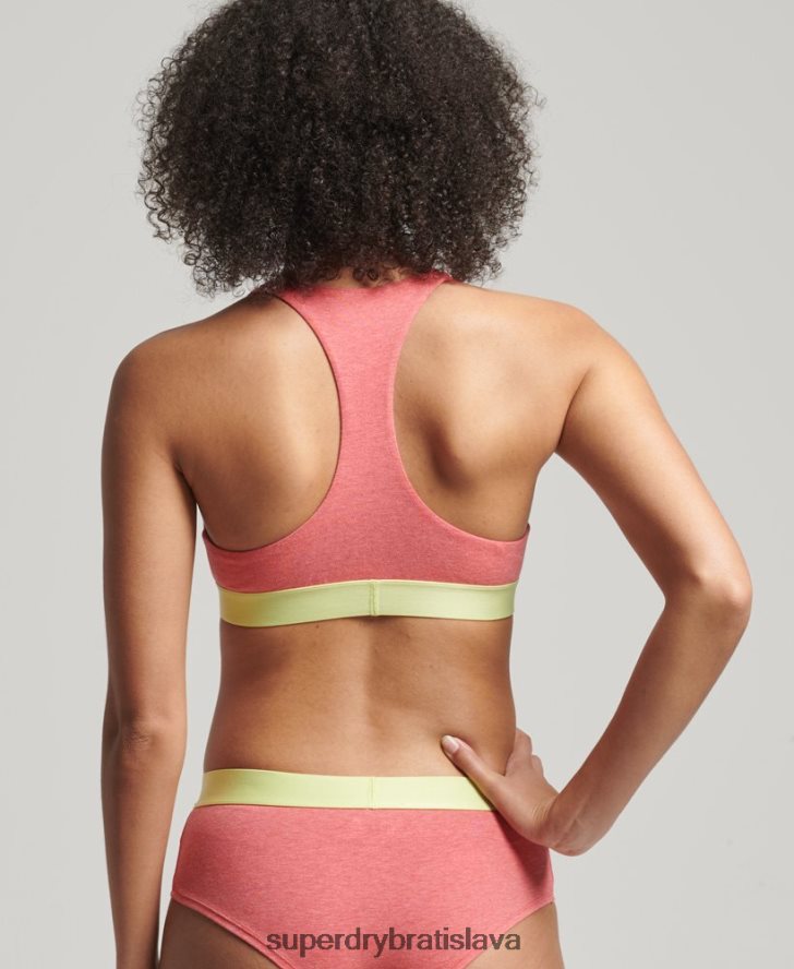 Superdry ženy organická bavlna veľké logo crop bralette 6B4ZTR4214 oblečenie koralový