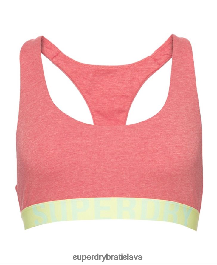 Superdry ženy organická bavlna veľké logo crop bralette 6B4ZTR4214 oblečenie koralový