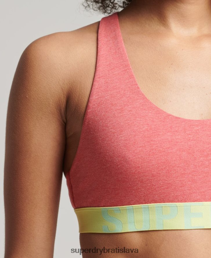 Superdry ženy organická bavlna veľké logo crop bralette 6B4ZTR4214 oblečenie koralový