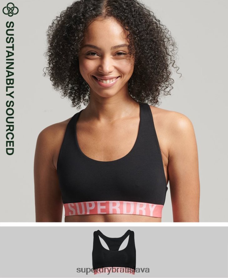 Superdry ženy organická bavlna veľké logo crop bralette 6B4ZTR4219 oblečenie čierna