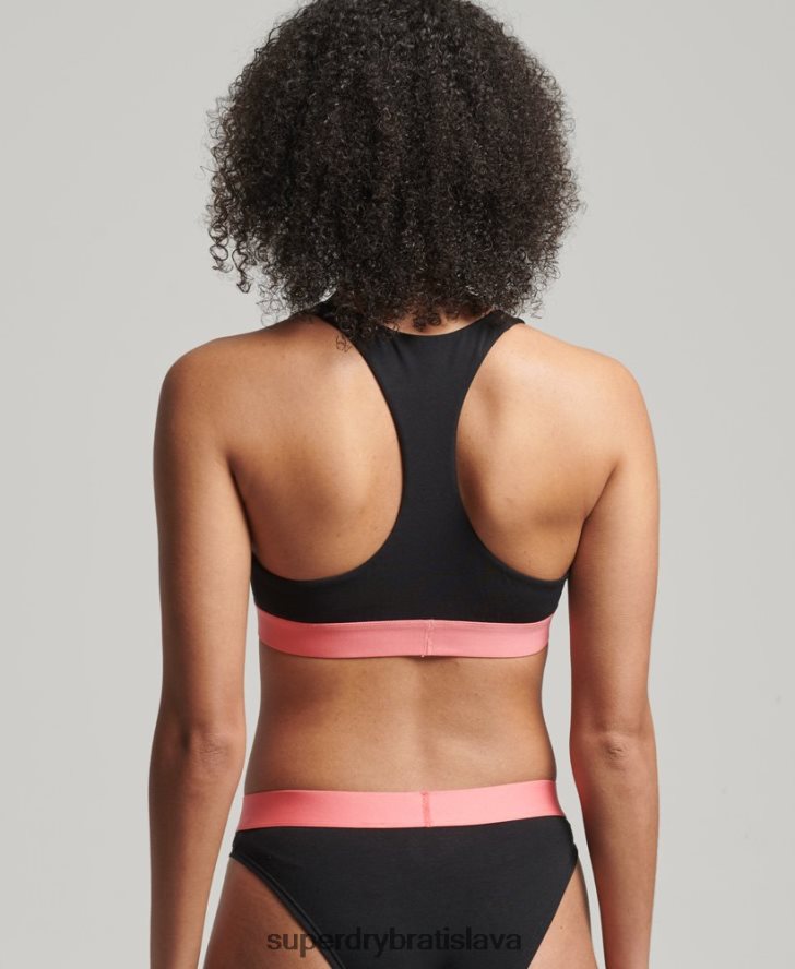 Superdry ženy organická bavlna veľké logo crop bralette 6B4ZTR4219 oblečenie čierna