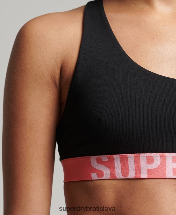 Superdry ženy organická bavlna veľké logo crop bralette 6B4ZTR4219 oblečenie čierna