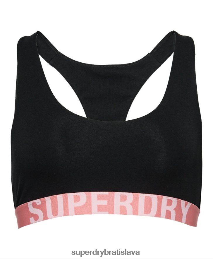 Superdry ženy organická bavlna veľké logo crop bralette 6B4ZTR4219 oblečenie čierna