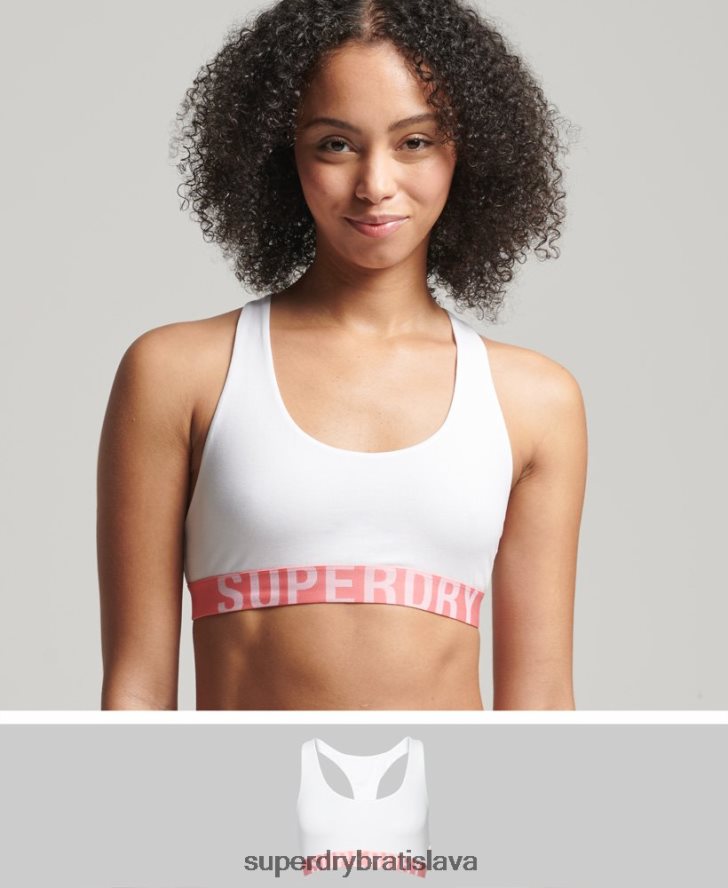 Superdry ženy organická bavlna veľké logo crop bralette 6B4ZTR4275 oblečenie biely