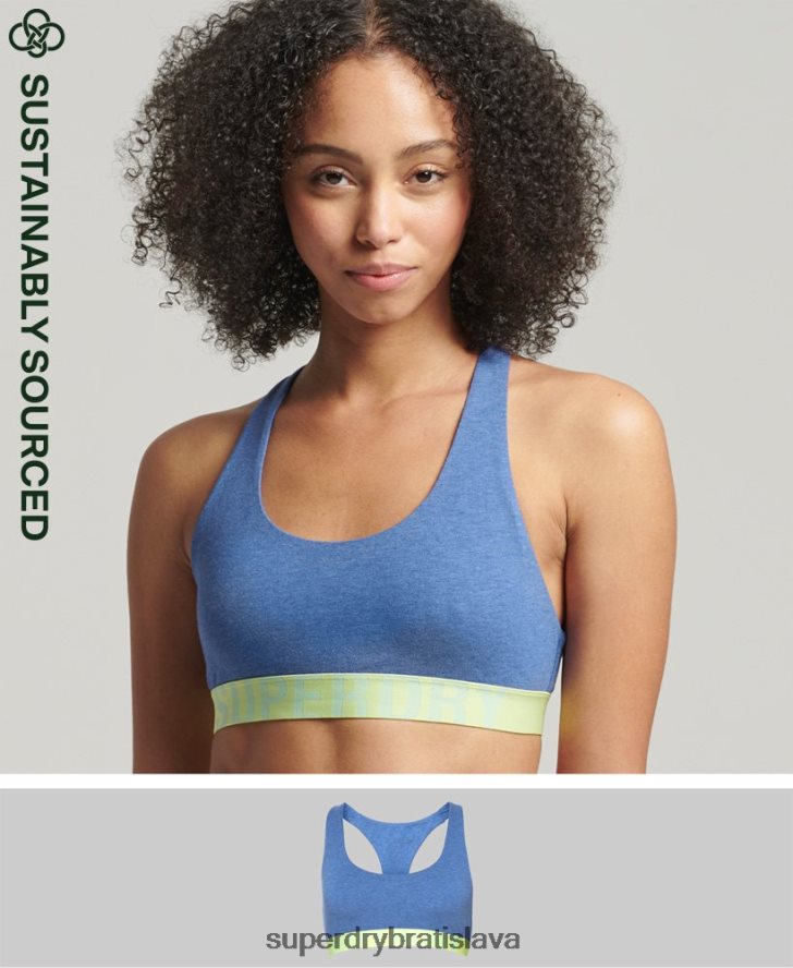 Superdry ženy organická bavlna veľké logo crop bralette 6B4ZTR4277 oblečenie Modrá