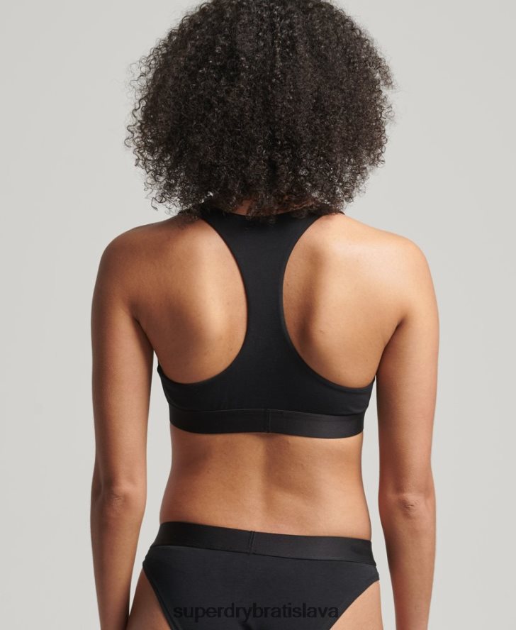 Superdry ženy organická bavlna veľké logo crop bralette 6B4ZTR6565 oblečenie čierna