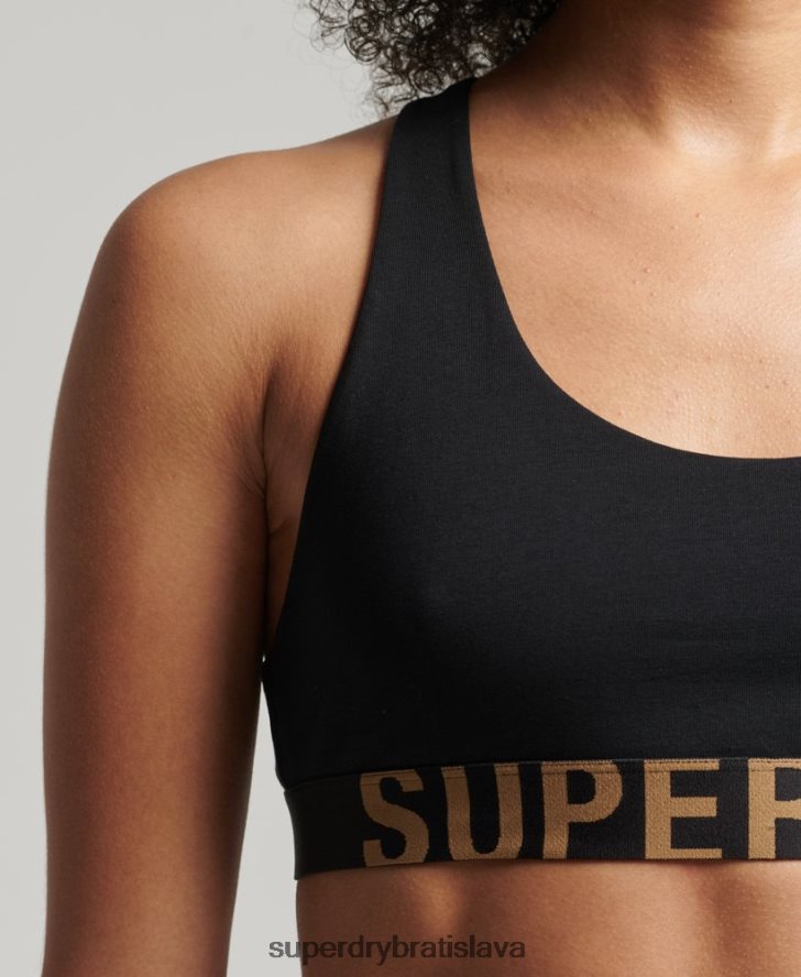 Superdry ženy organická bavlna veľké logo crop bralette 6B4ZTR6565 oblečenie čierna