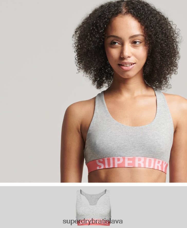 Superdry ženy organická bavlna veľké logo crop bralette 6B4ZTR6622 oblečenie svetlo šedá