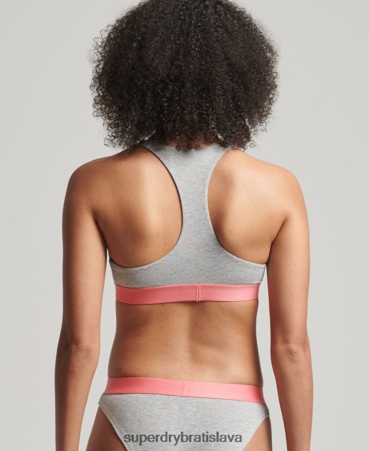 Superdry ženy organická bavlna veľké logo crop bralette 6B4ZTR6622 oblečenie svetlo šedá