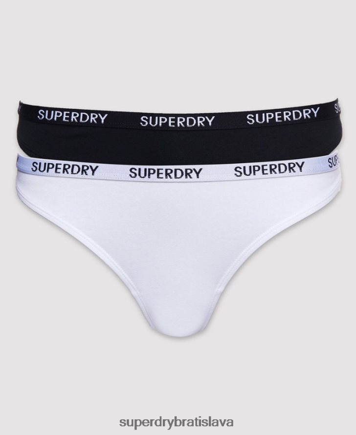 Superdry ženy tangá harper z organickej bavlny 2 ks 6B4ZTR4341 oblečenie čierna