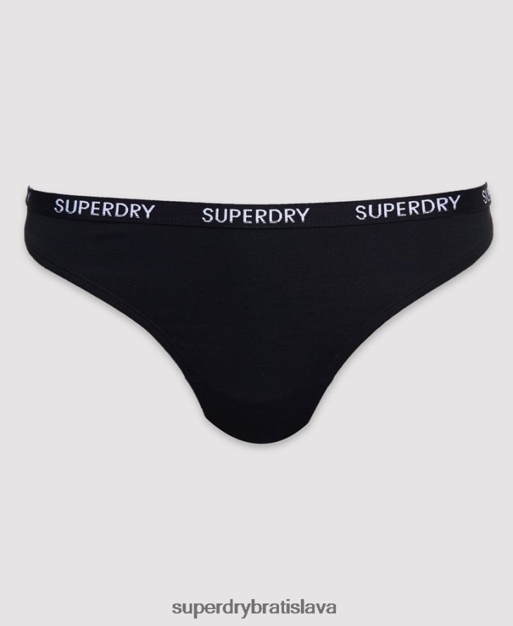 Superdry ženy tangá harper z organickej bavlny 2 ks 6B4ZTR4341 oblečenie čierna